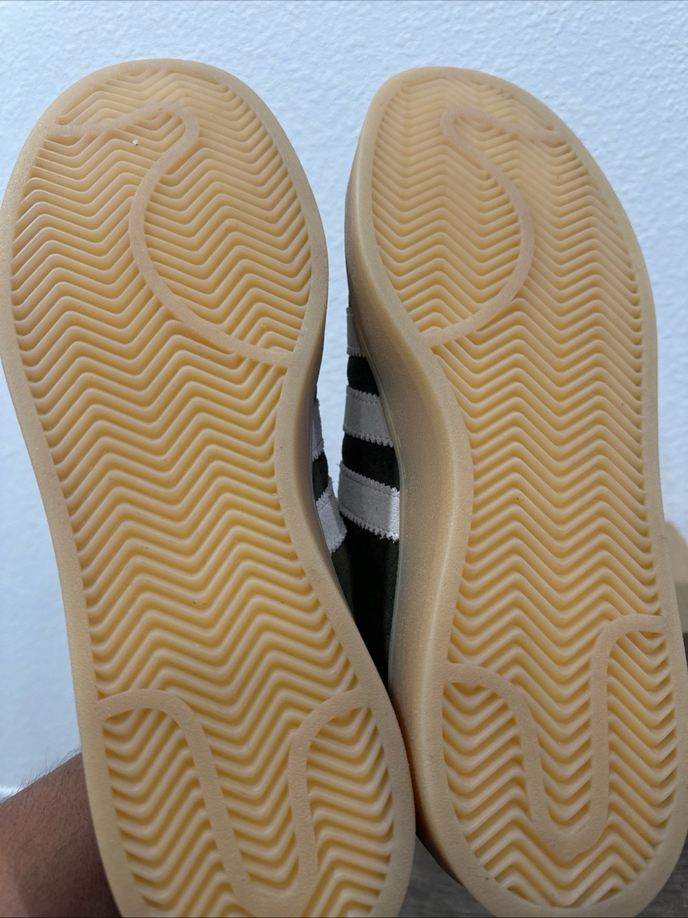 adidas Campus Olive Green Suede Sneakers with White Stripes - Picture 4 of 5